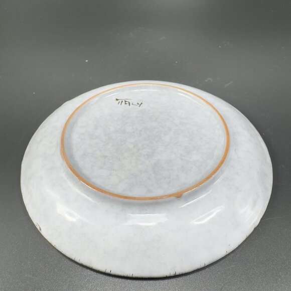 Vintage Italian Pottery 5inch Round Dish Plate With Pine Tree Acorn Italy VTG - Picture 11 of 11